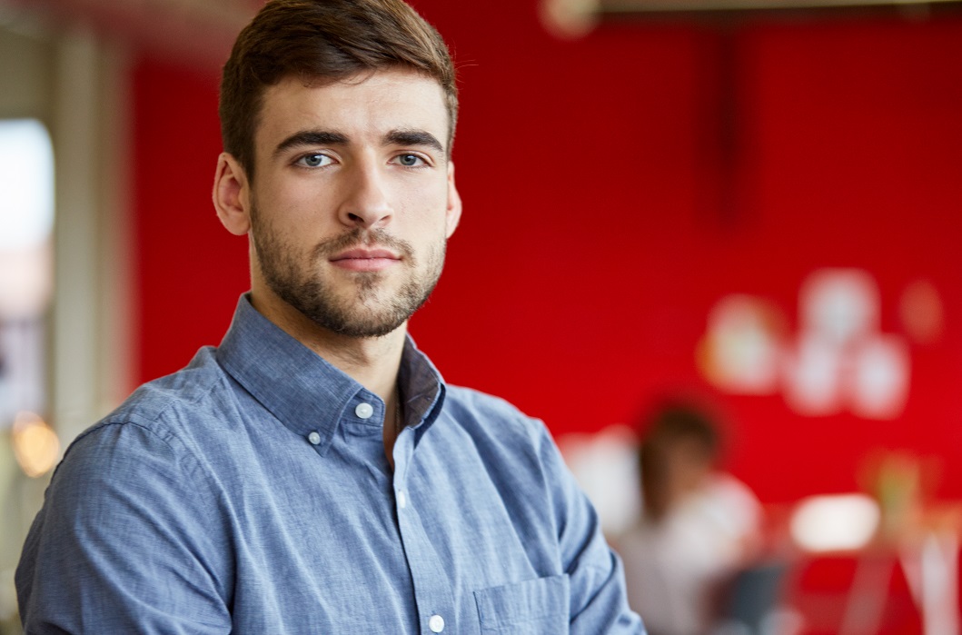 Young man with stern look