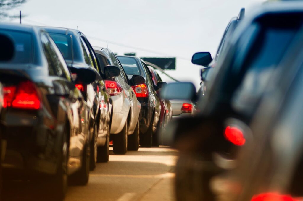 Traffic backed up from car accident